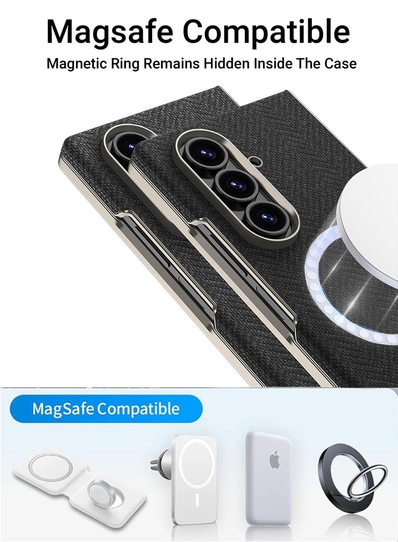 Kapa Nylon Fabric Case Compatible with Magsafe Back Cover for Samsung Galaxy Z Fold7 / Fold 7 | with [Inbuilt Glass] and Wireless Charging Support Full Body Protection Cover (Black) - Image 3