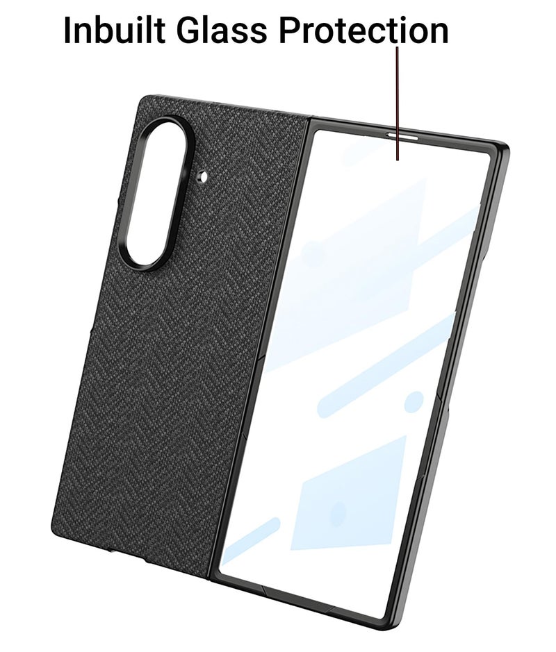Kapa Nylon Fabric Case Compatible with Magsafe Back Cover for Samsung Galaxy Z Fold7 / Fold 7 | with [Inbuilt Glass] and Wireless Charging Support Full Body Protection Cover (Black) - Image 4