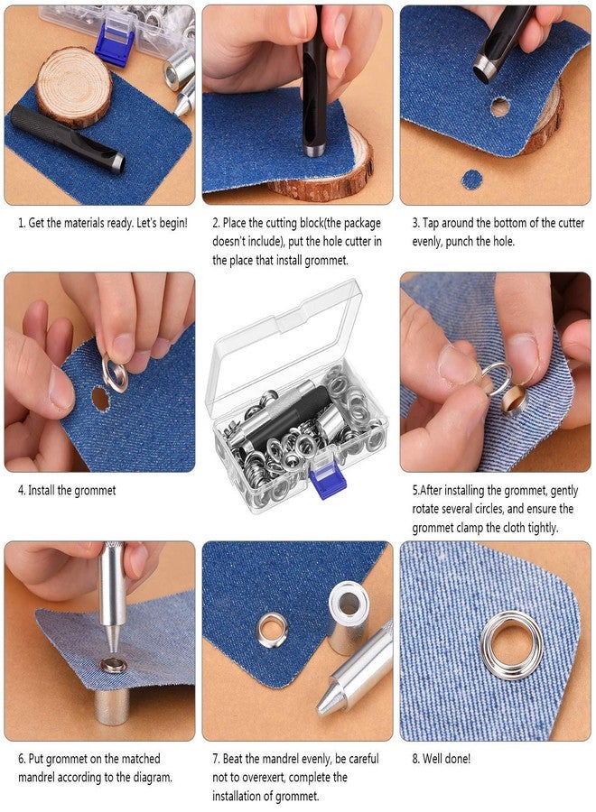Pangda Grommet Tool Kit, Grommet Setting Tool and 100 Sets Eyelets with Storage Box, 1/2 Inch Inside Diameter - Image 4