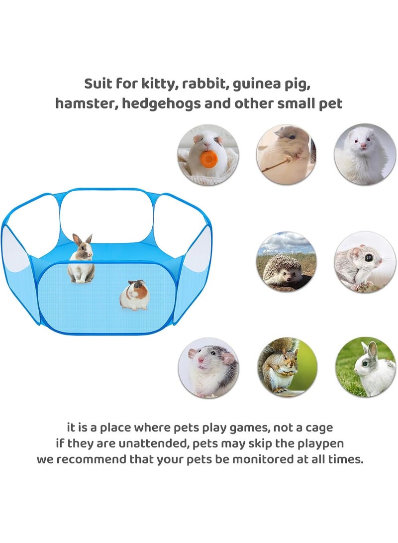 الحيوانات الصغيرة C & C خيمة القفص ، التنفس والشفافية الحيوانات الأليفة Playpen بوب مفتوح في الهواء الطلق / داخلي سياج التمرين ، سياج الفناء المحمول لخنزير غينيا والأرانب والهمستر والشينشيلا والهيدجيكس الأزرق - Image 4