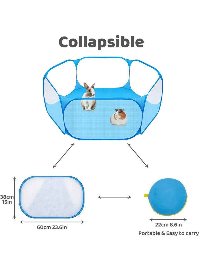 الحيوانات الصغيرة C & C خيمة القفص ، التنفس والشفافية الحيوانات الأليفة Playpen بوب مفتوح في الهواء الطلق / داخلي سياج التمرين ، سياج الفناء المحمول لخنزير غينيا والأرانب والهمستر والشينشيلا والهيدجيكس الأزرق - Image 2