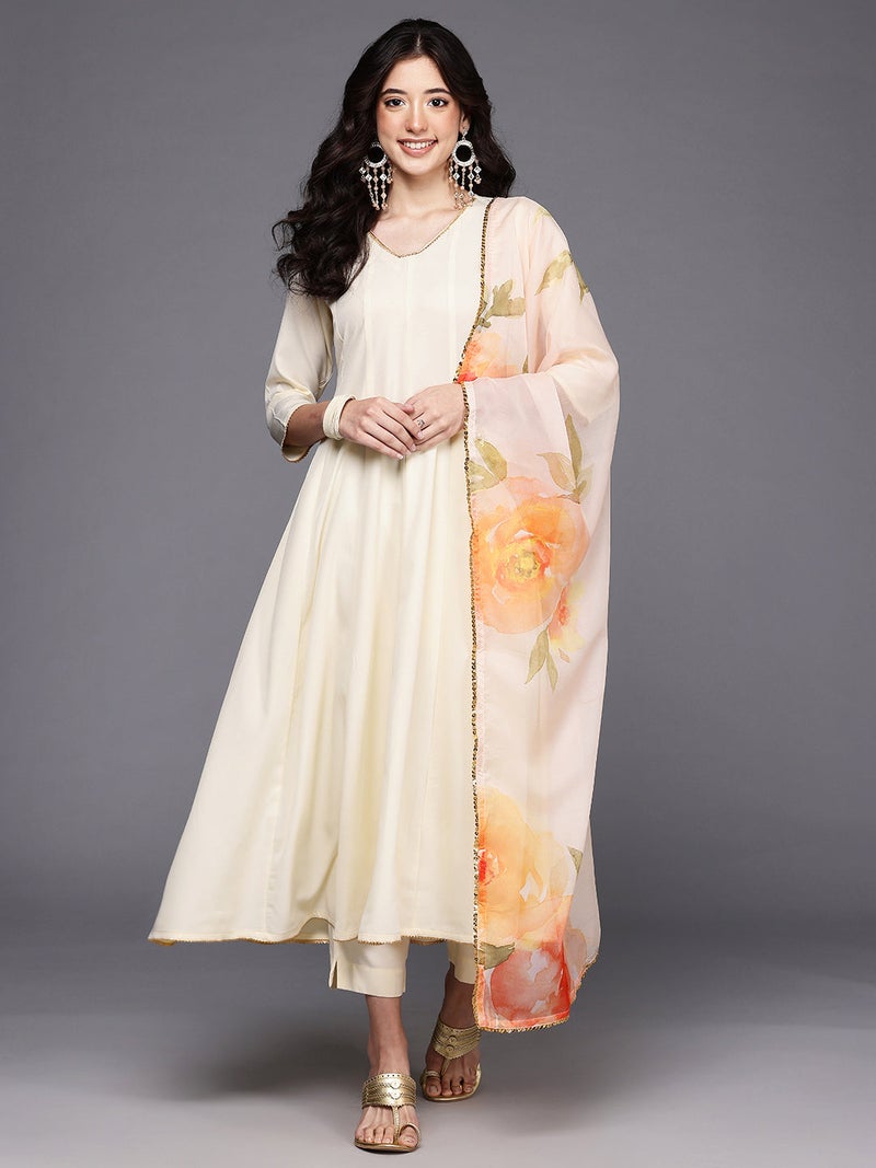 Ahalyaa Off White Fusion Kurta Set for Women - Image 1