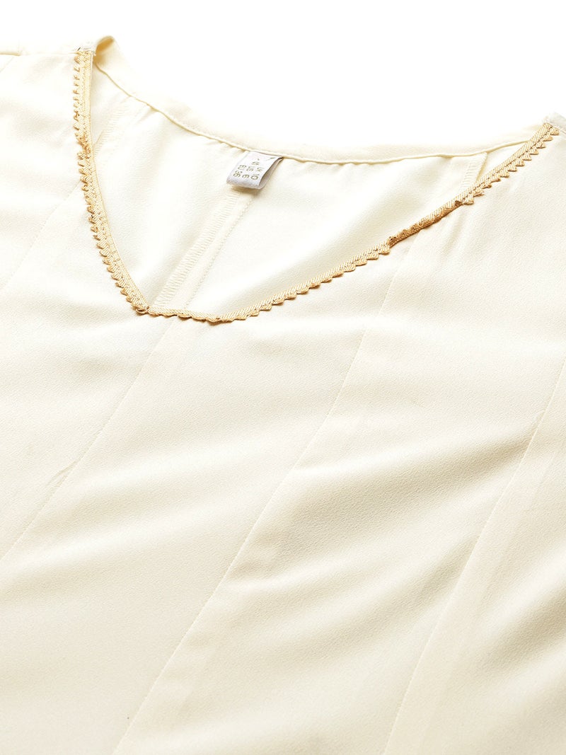 Ahalyaa Off White Fusion Kurta Set for Women - Image 2