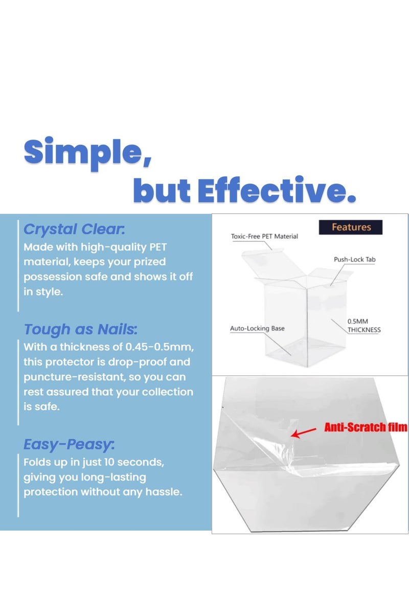 Pop Protector Case for 4 Inch Funko Pop Figures (10 Pack) Strong Extra Thick Crystal Clear Heavy Duty Plastic Display Box - Perfect for Vinyl Figures & Protective Film 100% Recyclable - Image 3