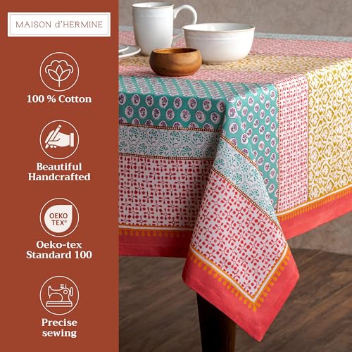 Maison d' Hermine Table Cloth Rectangle Table 100% Cotton 60 x 90 Inches Tablecloth Reusable Decorative Everyday Use for Dining Room, Farmhouse, Home, Party, Festive & Wedding Spring Summer - Provence - Image 2