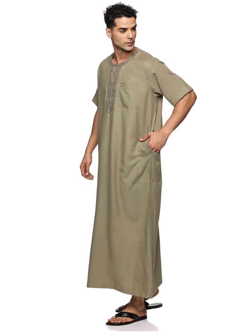 U.S. ELK - Men's Round Neck Short Sleeves Jalabiya for Men - Men's Short Sleeve Robe/Thobe - Mix Color 1 - Image 1