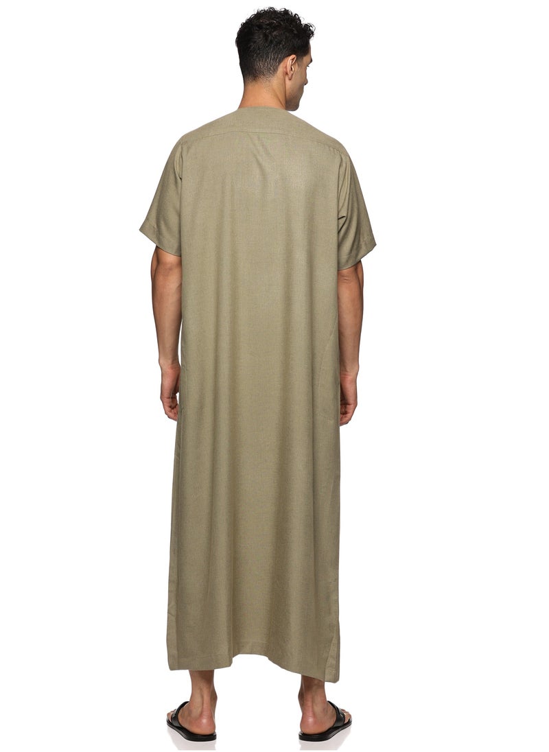 U.S. ELK - Men's Round Neck Short Sleeves Jalabiya for Men - Men's Short Sleeve Robe/Thobe - Mix Color 1 - Image 1