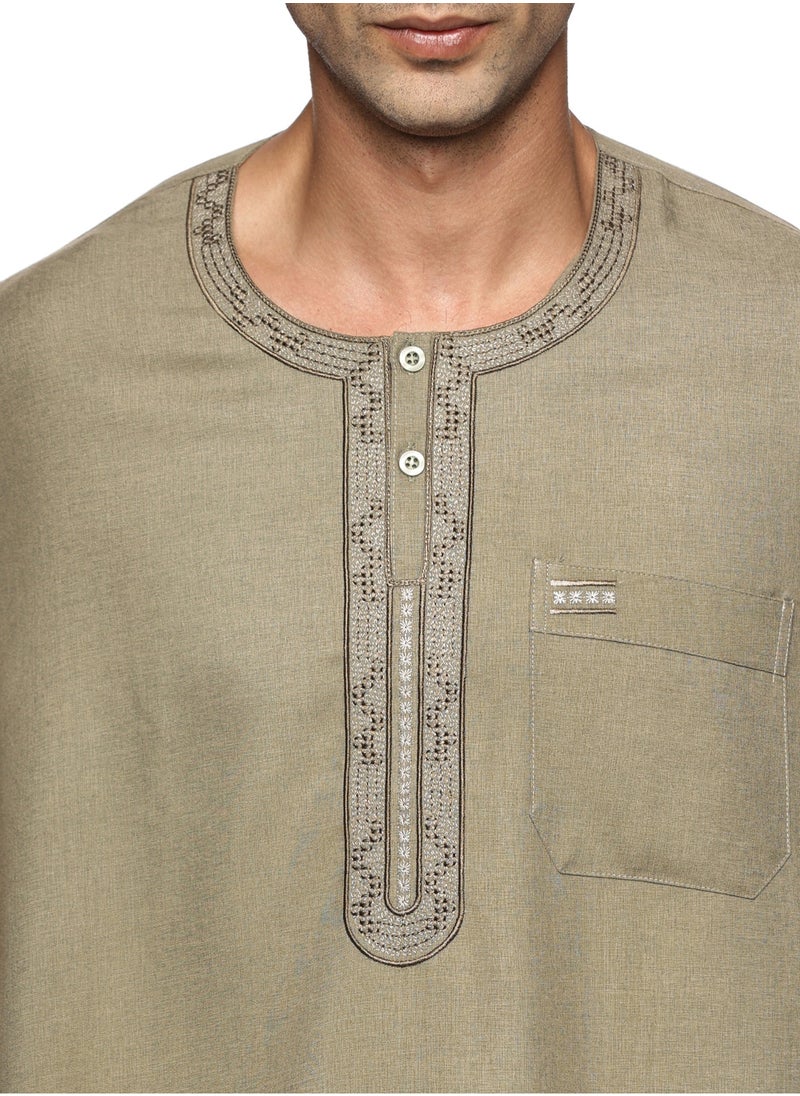 U.S. ELK - Men's Round Neck Short Sleeves Jalabiya for Men - Men's Short Sleeve Robe/Thobe - Mix Color 1 - Image 1