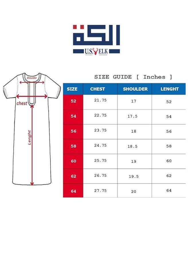 U.S. ELK - Men's Round Neck Short Sleeves Jalabiya for Men - Men's Short Sleeve Robe/Thobe - Mix Color 1 - Image 1