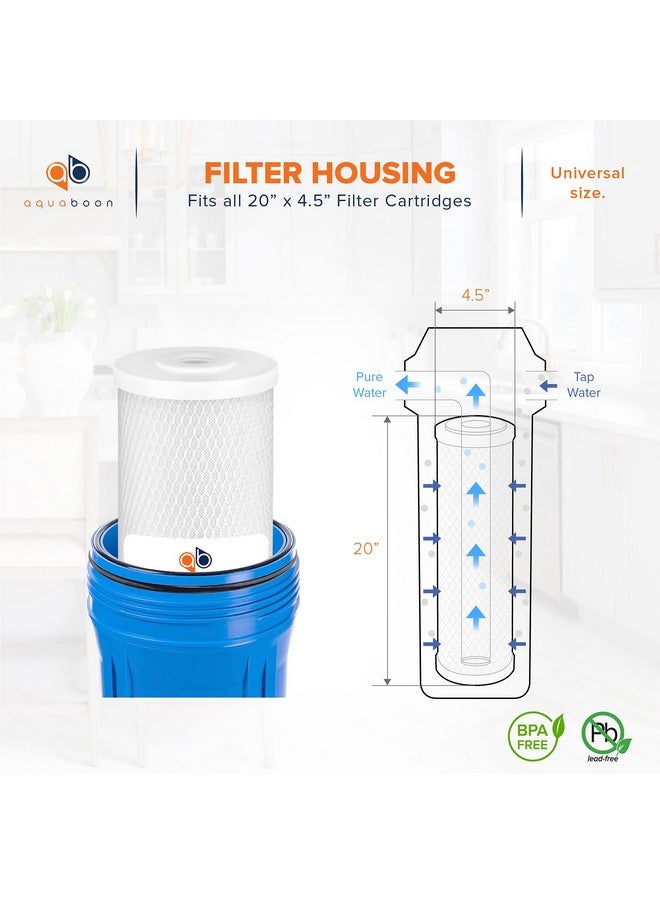أكوابون خرطوشة فلتر Aquaboon 4.5 × 20 من الكربون المنشط كبيرة الحجم - 5 ميكرون بديلة لفلتر المياه للمنزل بالكامل لإزالة روائح طعم الكلور متوافقة مع FC25B وEPM-20BB وCB-BB-20 و155783-43 (عبوة واحدة) - Image 2