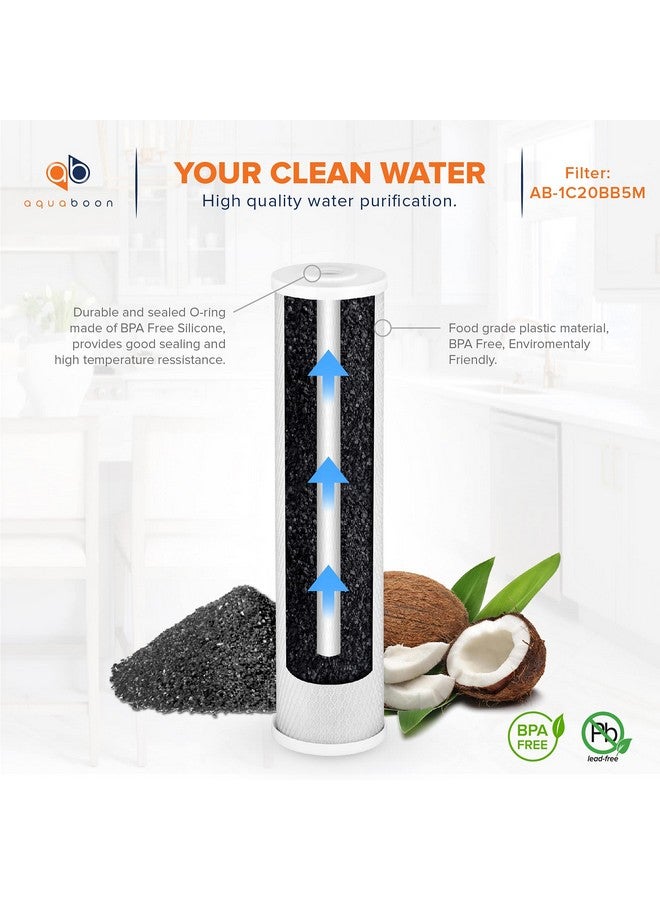أكوابون خرطوشة فلتر Aquaboon 4.5 × 20 من الكربون المنشط كبيرة الحجم - 5 ميكرون بديلة لفلتر المياه للمنزل بالكامل لإزالة روائح طعم الكلور متوافقة مع FC25B وEPM-20BB وCB-BB-20 و155783-43 (عبوة واحدة) - Image 5