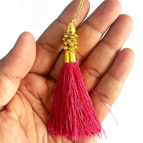 Adikala Silk Tassels for Saree Pallu, Choli, Blouse, Dupatta, DIY Art & Craft and Gifting Decor (12, Rani) - Image 1