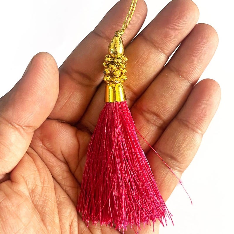 Adikala Silk Tassels for Saree Pallu, Choli, Blouse, Dupatta, DIY Art & Craft and Gifting Decor (12, Rani) - Image 4
