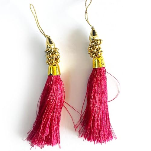 Adikala Silk Tassels for Saree Pallu, Choli, Blouse, Dupatta, DIY Art & Craft and Gifting Decor (12, Rani) - Image 2