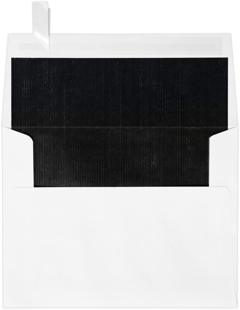 LUXPaper A2 Foil Lined Invitation Envelopes | Peel & Press | 4 3/8" x 5 3/4" | White w/Black LUX Lining | 70lb. Text | 50 Qty - Image 2