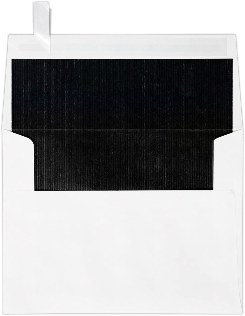 LUXPaper A2 Foil Lined Invitation Envelopes | Peel & Press | 4 3/8" x 5 3/4" | White w/Black LUX Lining | 70lb. Text | 50 Qty - Image 1