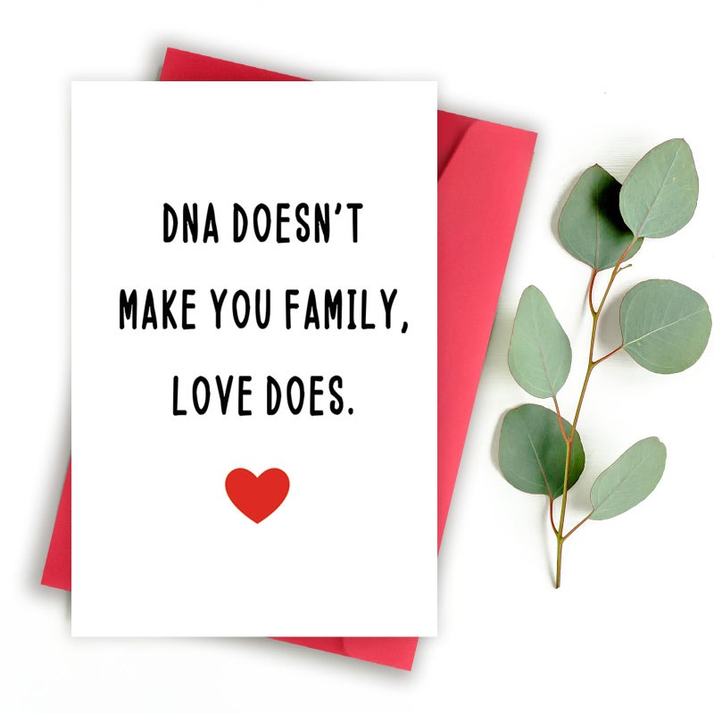 Zyulin Funny Bonus Dad Card for Fathers Day, Fathers Day Card for Stepdad, Dad Birthday Gifts from Stepdaughter Stepson, Step Father's Day Card, Dna Doesn't Make You Family, Love Does - Image 4