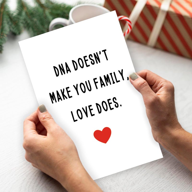 Zyulin Funny Bonus Dad Card for Fathers Day, Fathers Day Card for Stepdad, Dad Birthday Gifts from Stepdaughter Stepson, Step Father's Day Card, Dna Doesn't Make You Family, Love Does - Image 5