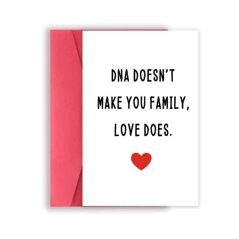 Zyulin Funny Bonus Dad Card for Fathers Day, Fathers Day Card for Stepdad, Dad Birthday Gifts from Stepdaughter Stepson, Step Father's Day Card, Dna Doesn't Make You Family, Love Does - Image 1
