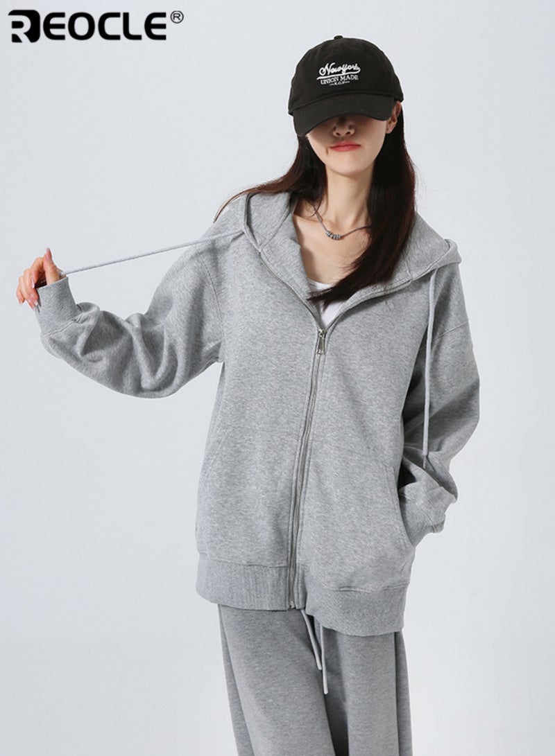 ريوكل سويت شيرت نسائي بغطاء للرأس مع سحاب أمامي وتصميم خفيف لبطاقة الربيع بأسلوب سهل للملابس الصغيرة - Image 5