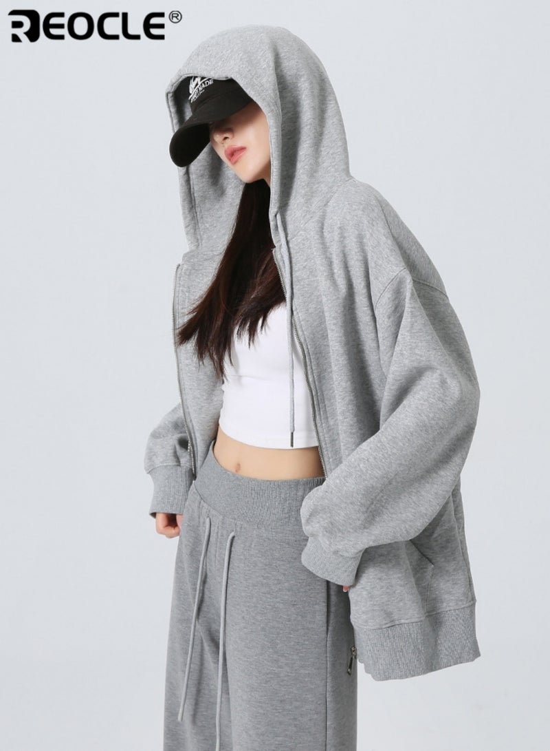 ريوكل سويت شيرت نسائي بغطاء للرأس مع سحاب أمامي وتصميم خفيف لبطاقة الربيع بأسلوب سهل للملابس الصغيرة - Image 3