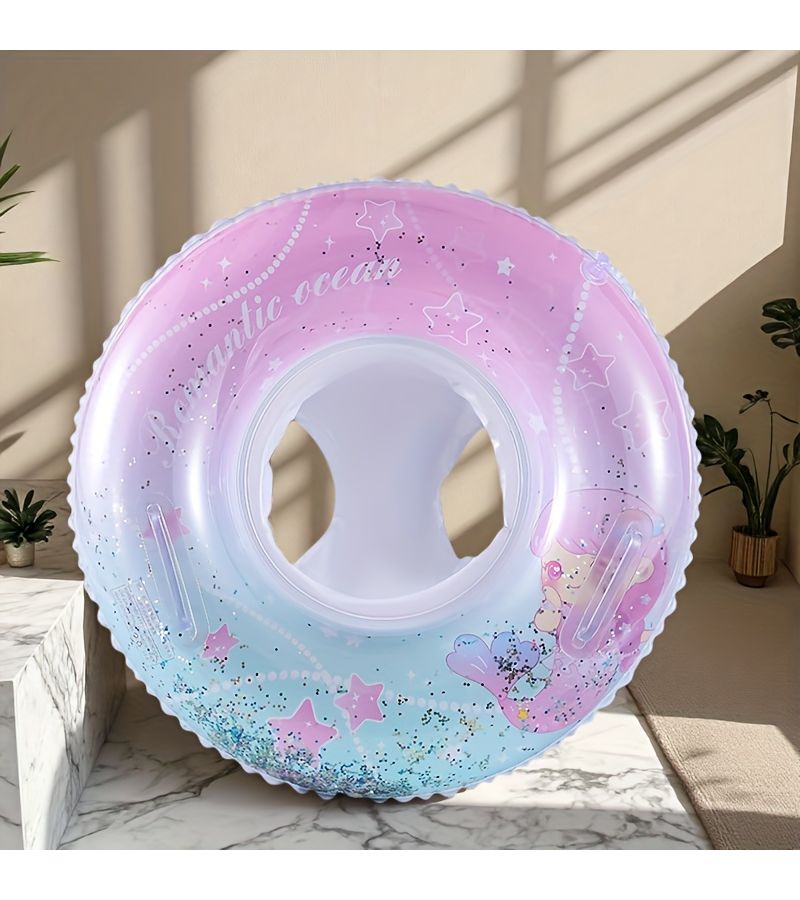 Light Purple Mermaid Seat Inflatable Swimming Ring With Handles For Pool Bath Beach - Image 1