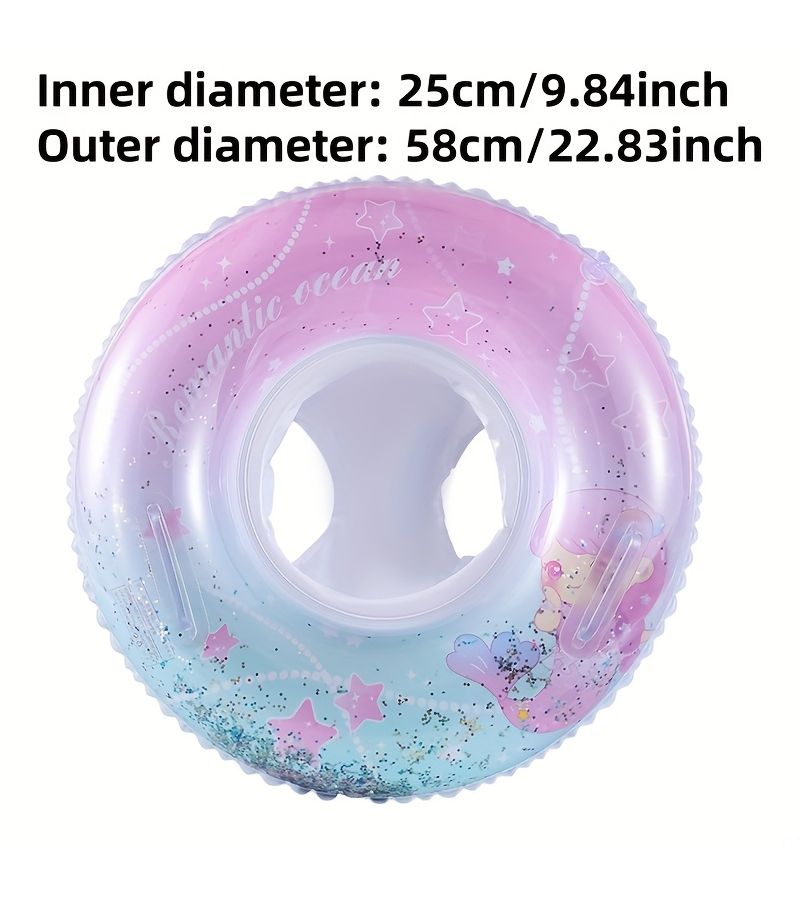 Light Purple Mermaid Seat Inflatable Swimming Ring With Handles For Pool Bath Beach - Image 2