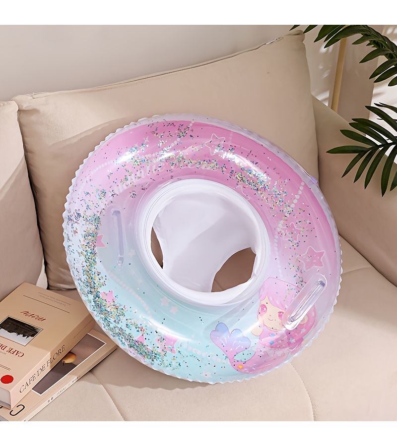 Light Purple Mermaid Seat Inflatable Swimming Ring With Handles For Pool Bath Beach - Image 4
