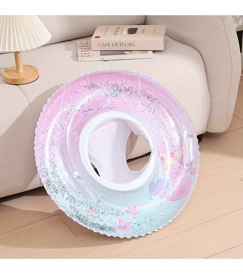 Light Purple Mermaid Seat Inflatable Swimming Ring With Handles For Pool Bath Beach - Image 3
