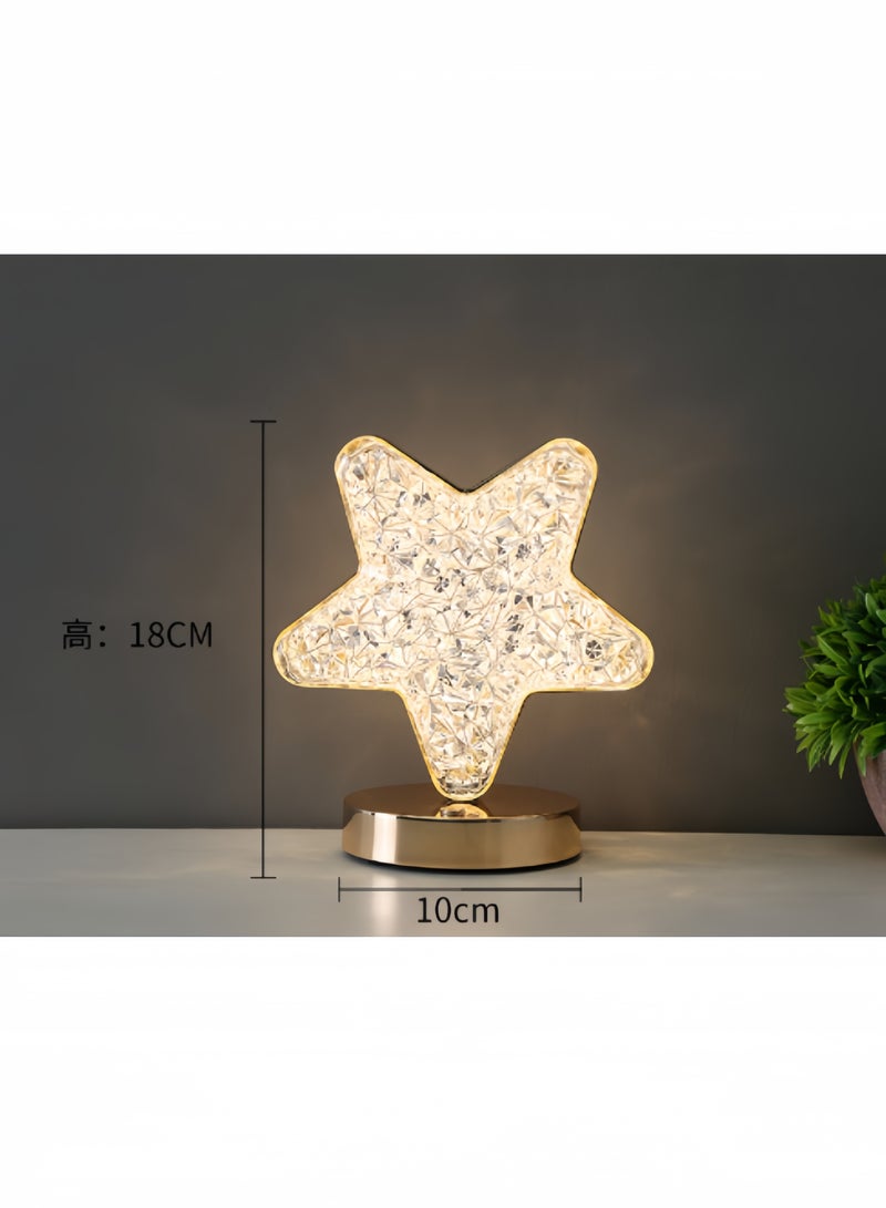 MIXDE Crystal Table Lamp, Touch Nightstand Lamp For Bedroom, 3 Colors Modes, Stepless Dimmable Moon Night Light Rechargeable Cordless Lamp - Image 1