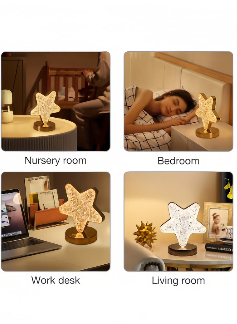MIXDE Crystal Table Lamp, Touch Nightstand Lamp For Bedroom, 3 Colors Modes, Stepless Dimmable Moon Night Light Rechargeable Cordless Lamp - Image 1