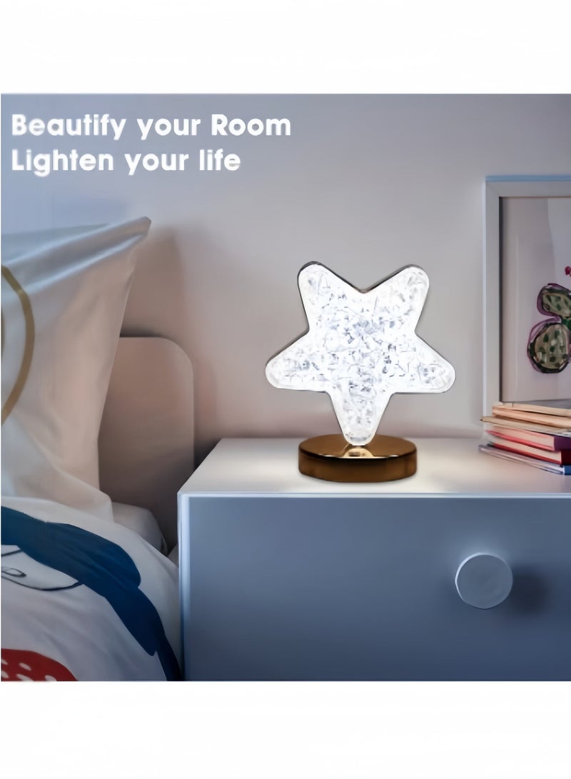 MIXDE Crystal Table Lamp, Touch Nightstand Lamp For Bedroom, 3 Colors Modes, Stepless Dimmable Moon Night Light Rechargeable Cordless Lamp - Image 3