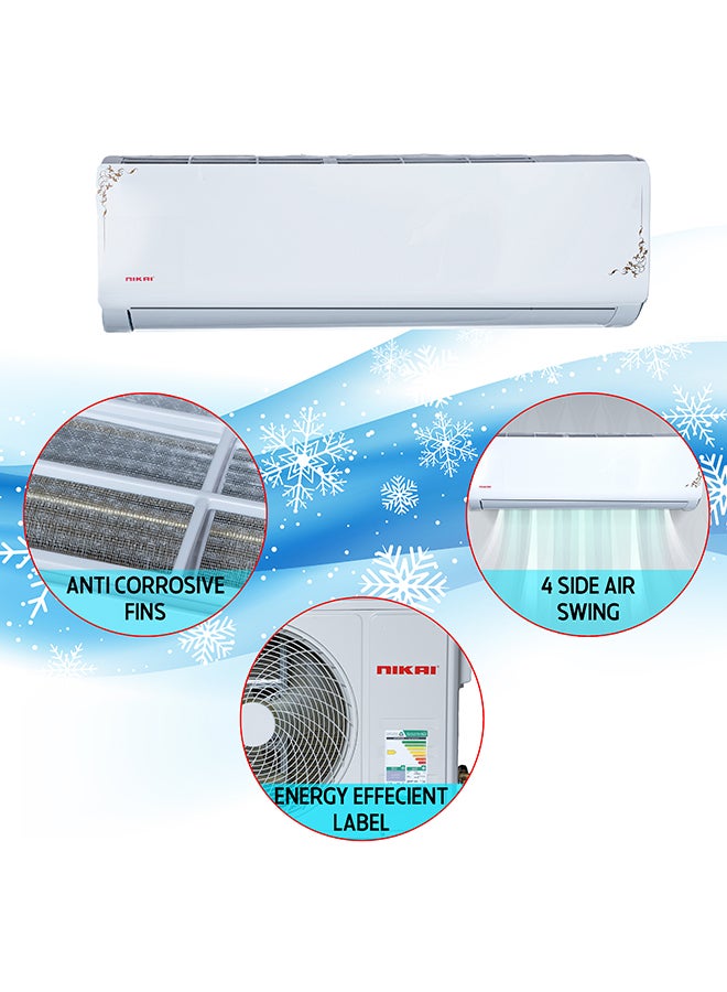نيكاي مكيف سبليت بارد وساخن بسعة تبريد 22200 وحدة حرارية بريطانية، داخلي وخارجي 1000 W NSAC24136HC24 أبيض - Image 5