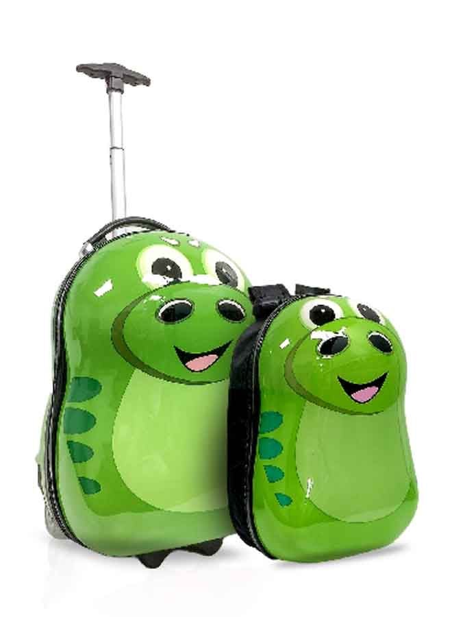 توتشي مجموعة حقائب للأطفال مكونة من قطعتين بتصميم ديناصورات باللونين الأخضر والأسود 15 × 20 × 35 سم T0381 - Image 2