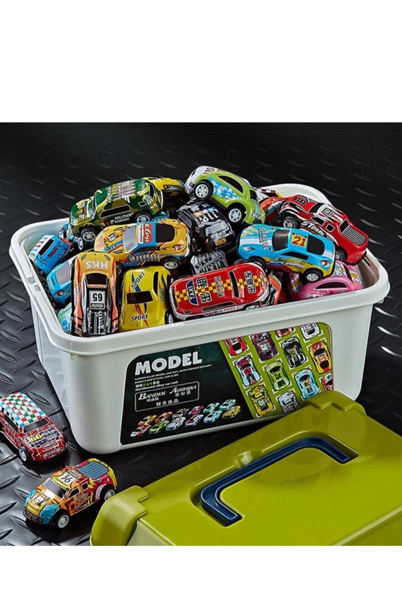 ممز بلانيت مجموعة كبيرة من سيارات السباق وسيارات الشرطة المعدنية المصغرة50 قطعه، تأتي في صندوق تخزين بلاستيكي محمول، مثالية كهدية للأطفال ومحبي السيارات وهواة الجمع._ العاب اطفال - Image 2