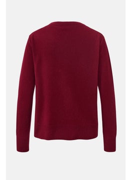 Tchibo Women V Neck Long Sleeve Knitted Cardigan, Red  - Image 3