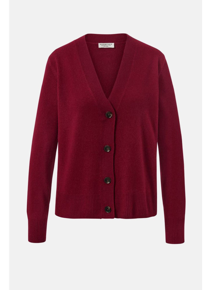 Tchibo - Women V Neck Long Sleeve Knitted Cardigan, Red - Image 1
