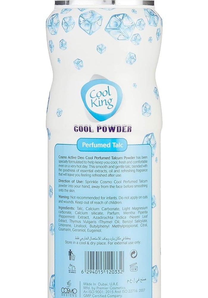 Cosmo Cool King Active Deo Perfumed Prickly Heat Talc Powder 250G - Image 2