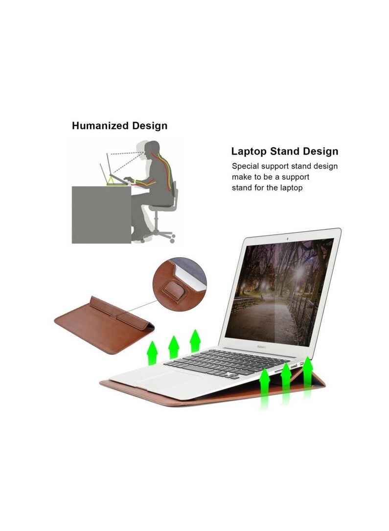 Waterproof Leather Laptop Bag Sleeve Case for MacBook Pro Air 13 inch Laptop  - Image 4