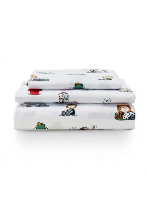 Berkshire Blanket Peanuts® Kids Sheet Set, Twin Size - 3 Piece, Peanuts® Sleeping Colorized Sheet Scale White, Cute Character Snoopy Printed Soft Microfiber Bed Sheets