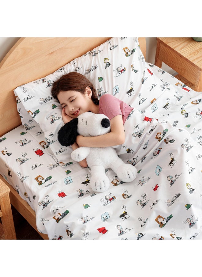 Berkshire Blanket Peanuts® Kids Sheet Set, Twin Size - 3 Piece, Peanuts® Sleeping Colorized Sheet Scale White, Cute Character Snoopy Printed Soft Microfiber Bed Sheets