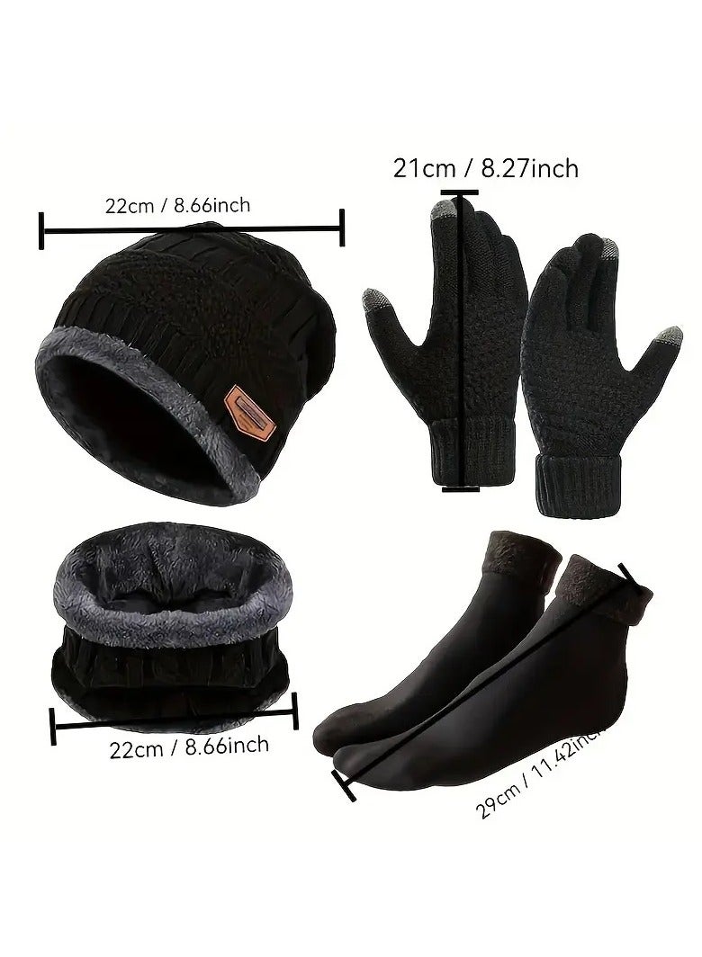 Generic Winter Warmth Set of 4 Pieces Padded Hat, Neck Covering, Thermal Gloves, and Non-Slip Socks - Ultimate Cold Weather Protection for Outdoor Adventures - Image 3