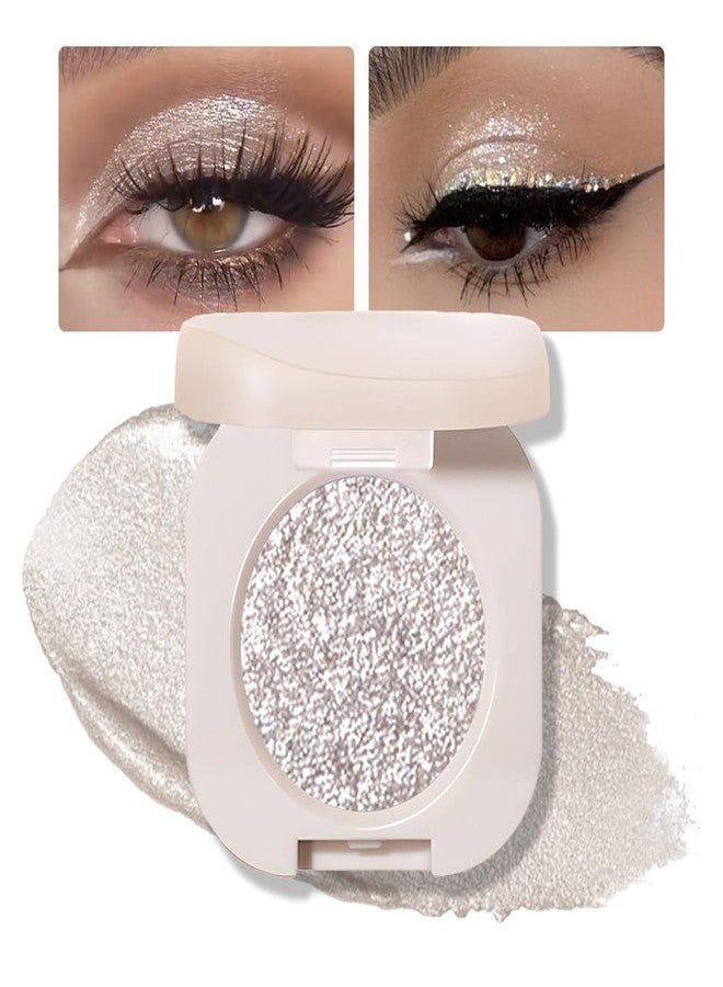 HHLTOH Glitter Eyeshadow Palette, Silver Shimmer Eyeshadow Makeup, Shiny Pressed Powder, Single Vegan Eye Shadow, Highly Pigmented Silver Eye shadow Makeup Palette,Monochrome Long Lasting Glitter Eyeshadow12 - Image 1