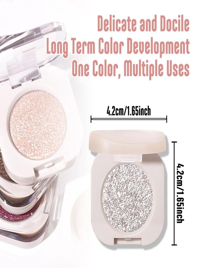 HHLTOH Glitter Eyeshadow Palette, Silver Shimmer Eyeshadow Makeup, Shiny Pressed Powder, Single Vegan Eye Shadow, Highly Pigmented Silver Eye shadow Makeup Palette,Monochrome Long Lasting Glitter Eyeshadow12 - Image 5