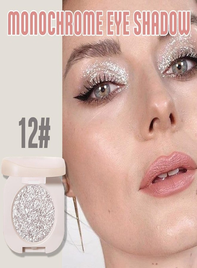 HHLTOH Glitter Eyeshadow Palette, Silver Shimmer Eyeshadow Makeup, Shiny Pressed Powder, Single Vegan Eye Shadow, Highly Pigmented Silver Eye shadow Makeup Palette,Monochrome Long Lasting Glitter Eyeshadow12 - Image 2