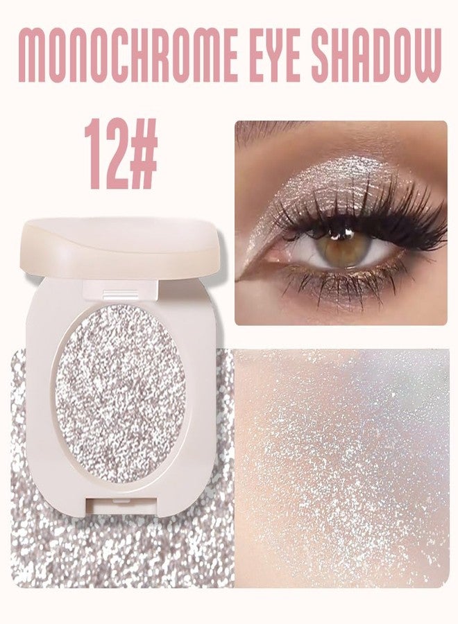 HHLTOH Glitter Eyeshadow Palette, Silver Shimmer Eyeshadow Makeup, Shiny Pressed Powder, Single Vegan Eye Shadow, Highly Pigmented Silver Eye shadow Makeup Palette,Monochrome Long Lasting Glitter Eyeshadow12 - Image 3