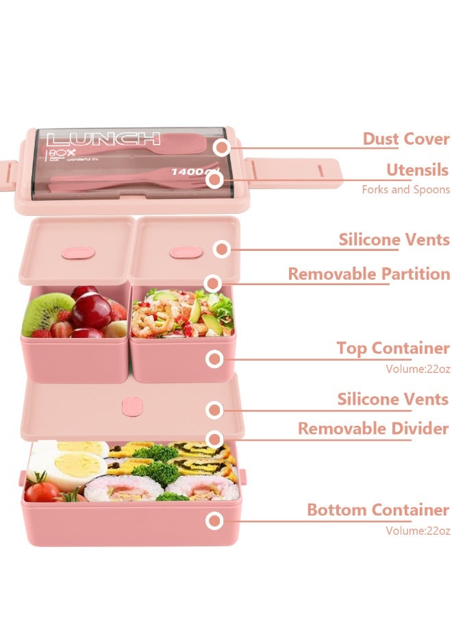 SUCITY 2- Layer Leakproof Bento Box-Large Lunch Box with Compartments und Cutlery Set-Food Picks for Lunch Box Containers for Adults-Microwave Food SafeBento Boxes  - Image 5