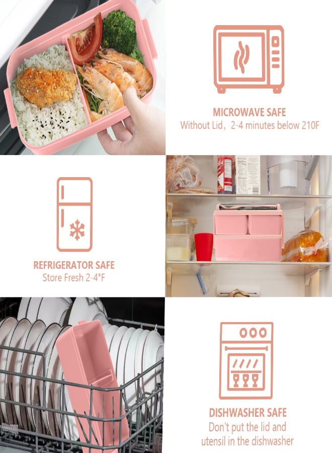 SUCITY 2- Layer Leakproof Bento Box-Large Lunch Box with Compartments und Cutlery Set-Food Picks for Lunch Box Containers for Adults-Microwave Food SafeBento Boxes  - Image 4