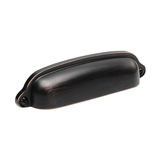 HARPOON 10 Pack Bin Cup Handle Pulls,Vintage Drawer Pulls,Cabinet Hardware,Shell Handle,3.78 Inch Oil-Rubbed Bronze - Image 1