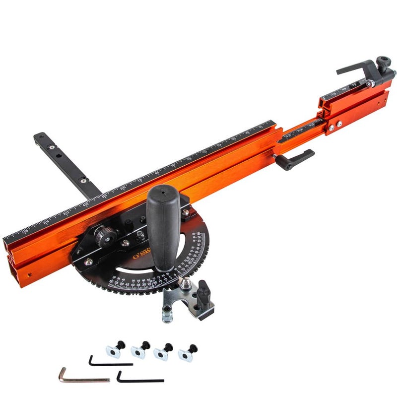 O'SKOOL OSKOOL Miter Gauge Extension Fence System with Inch Scale Standard Slot and Stop Holes Telescoping Fence and Flip Stop PTA026 - Image 2